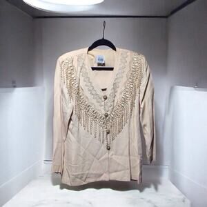 R&M Richards By Karen Kwong Embroidered Long Sleeve Suit Jacket Womens Size 14